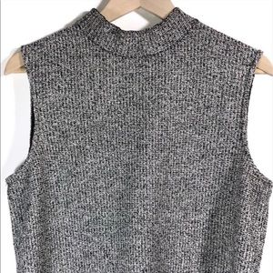 St. John Black & White Mock Turtleneck Knit Top M